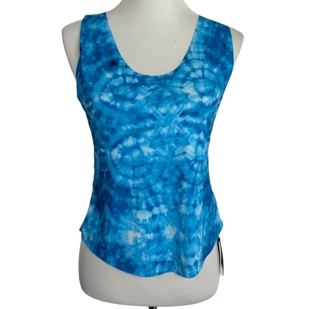 Onzie Flow Womens Yoga Pura Vida Tie Dye Tank Top One Size Blue Cross Back